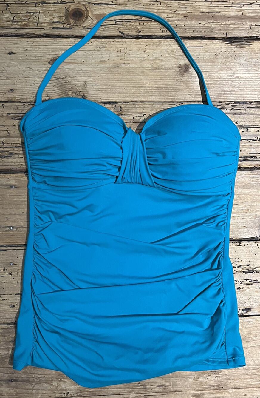 La Blanca Womens Size 6 Teal Halter Top Tankink Top Swimwear NWOT